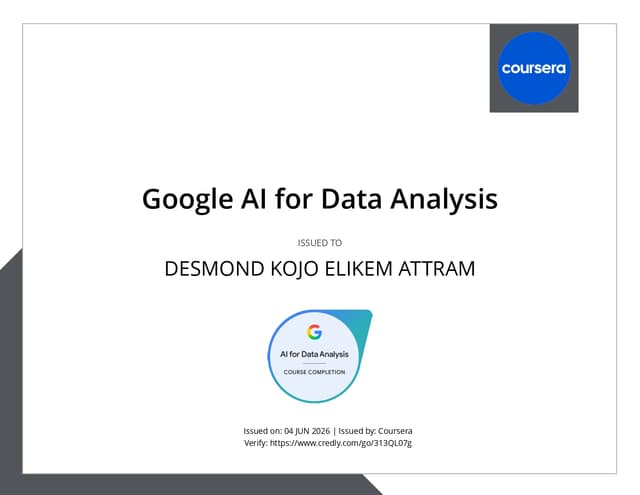 Google AI for Data Analysis Certificate